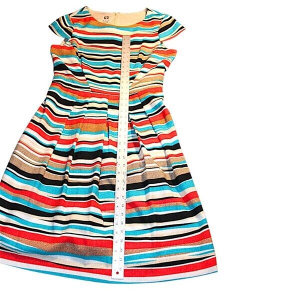 Anne Klein Multicolor Striped Fit & Flare Dress Size 14 Large - Picture 5 of 11